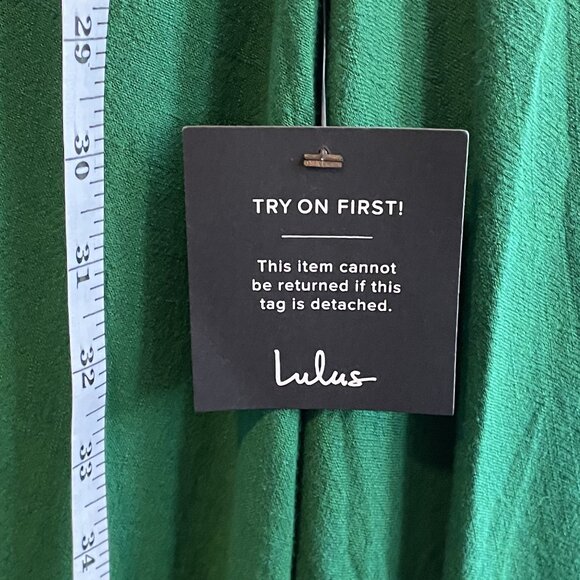 Lulu's Warm Afternoons Green Linen Tie-Back Midi Dress wPockets NWT - Picture 10 of 12